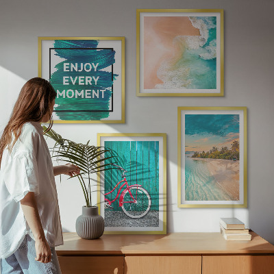Dekorációs kép készlet nappaliba Tengeri hajó kerékpár inspiráció