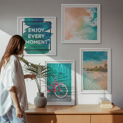 Dekorációs kép készlet nappaliba Tengeri hajó kerékpár inspiráció