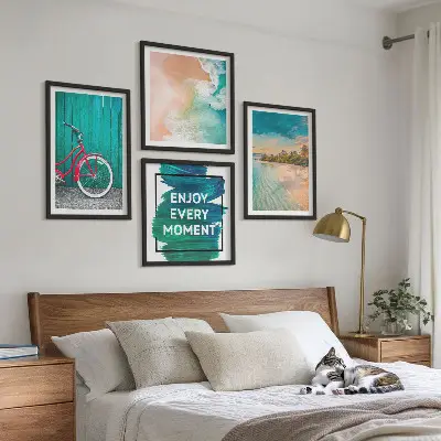 Dekorációs képkészlet nappaliba tengeri hajós és kerékpáros inspirációval