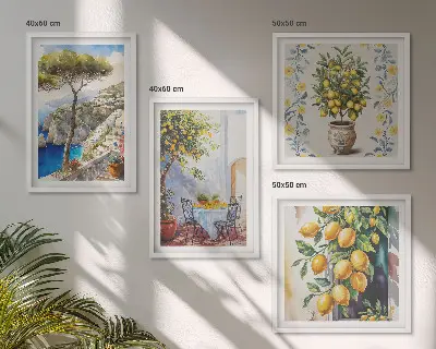 Citromfák a tengerparton keretezett poliptichon