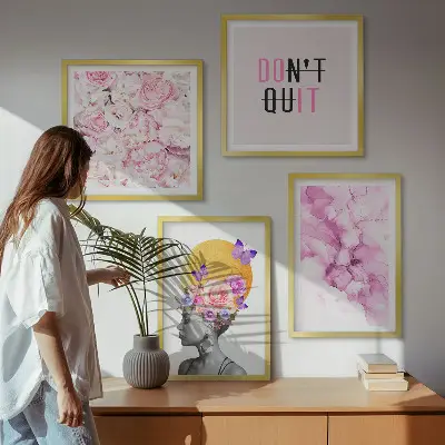 Virágok absztrakt portréja egy nőről dekorációs kép készlet nappaliba