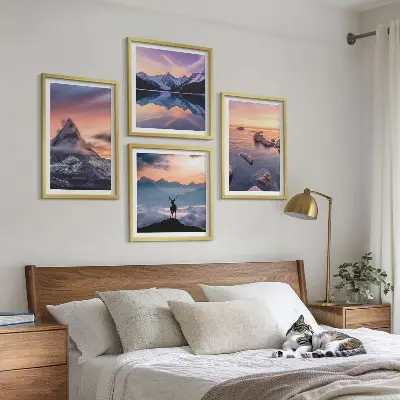 Tájak hegyek és tavak keretezett poliptichon