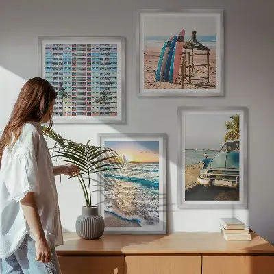 Miami naplemente kilátás keretezett poliptichon