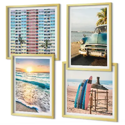 Miami naplemente kilátás keretezett poliptichon