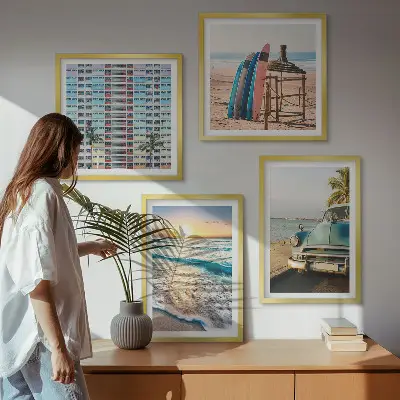 Miami naplemente kilátás keretezett poliptichon