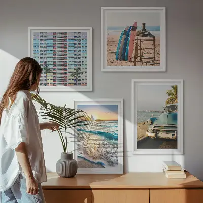 Miami naplemente kilátás keretezett poliptichon