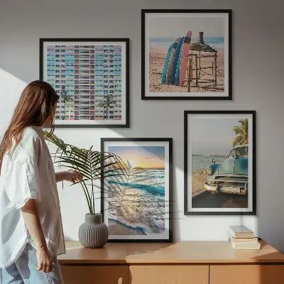Miami naplemente kilátás keretezett poliptichon