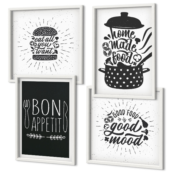 Dekorációs kép készlet nappaliba Grafikus étel kulináris szlogenek