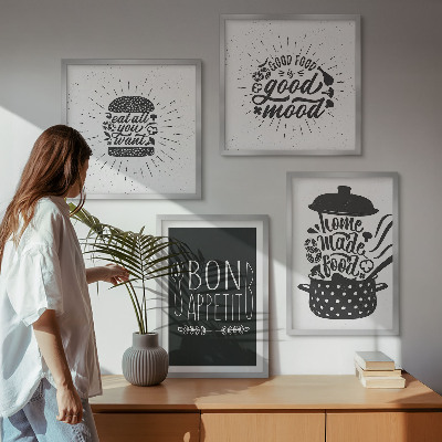 Dekorációs kép készlet nappaliba Grafikus étel kulináris szlogenek