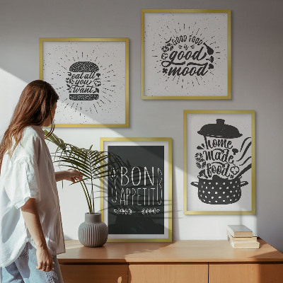 Dekorációs kép készlet nappaliba Grafikus étel kulináris szlogenek