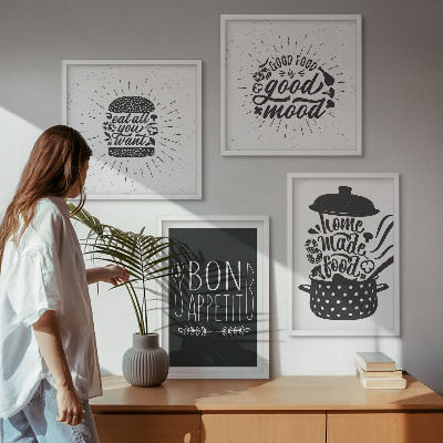 Dekorációs kép készlet nappaliba Grafikus étel kulináris szlogenek
