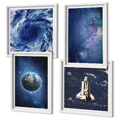 Keretezett poliptichon föld, űr, vihar és galaxis mintával