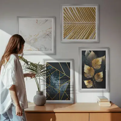 Dekorációs kép készlet nappaliba modern növényi mintákkal