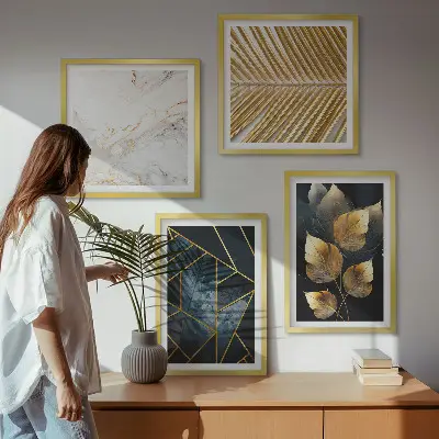 Dekorációs kép készlet nappaliba modern növényi mintákkal