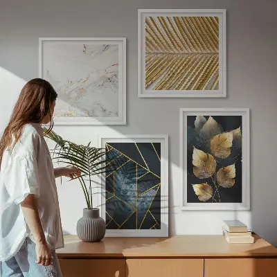 Dekorációs kép készlet nappaliba modern növényi mintákkal