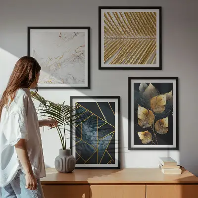 Dekorációs kép készlet nappaliba modern növényi mintákkal