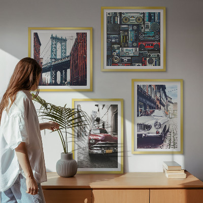 Keretezett poliptichon Régi autók Brooklyn retró hangrendszere