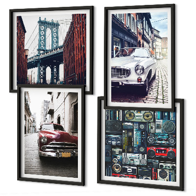 Keretezett poliptichon Régi autók Brooklyn retró hangrendszere