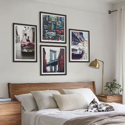 Keretezett poliptichon Régi autók Brooklyn retró hangrendszere