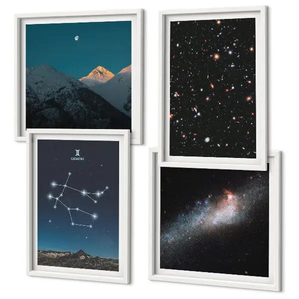 Dekorációs képszett nappaliba ikrek galaxis csillagai mintával