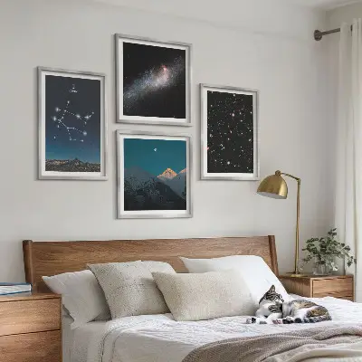 Dekorációs képszett nappaliba ikrek galaxis csillagai mintával