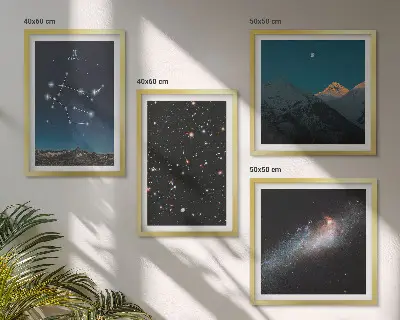 Dekorációs képszett nappaliba ikrek galaxis csillagai mintával