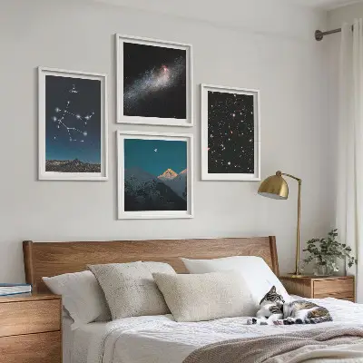 Dekorációs képszett nappaliba ikrek galaxis csillagai mintával