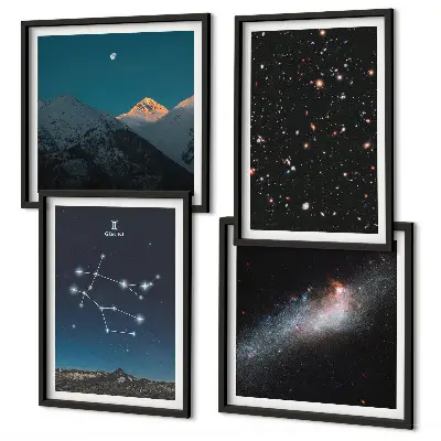 Dekorációs képszett nappaliba ikrek galaxis csillagai mintával