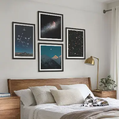 Dekorációs képszett nappaliba ikrek galaxis csillagai mintával