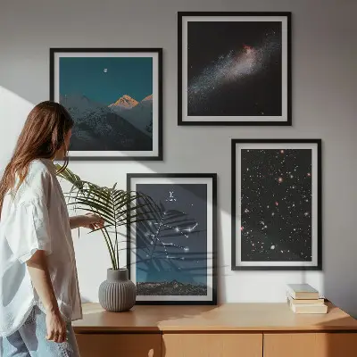 Dekorációs képszett nappaliba ikrek galaxis csillagai mintával