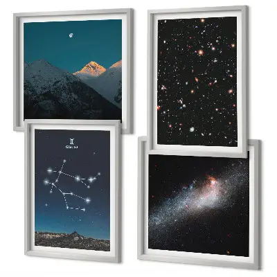 Dekorációs képszett nappaliba ikrek galaxis csillagai mintával