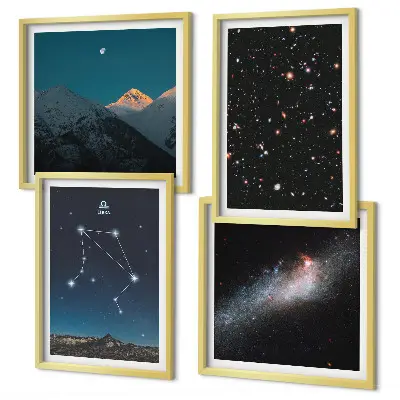 Dekorációs képkészlet nappaliba mérleg galaxis és űr motívummal éjszakai égbolt stílusban