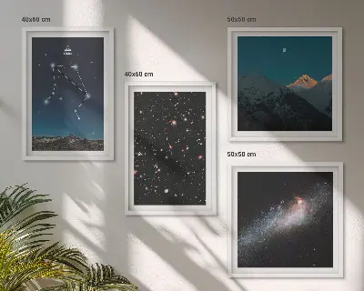 Dekorációs képkészlet nappaliba mérleg galaxis és űr motívummal éjszakai égbolt stílusban