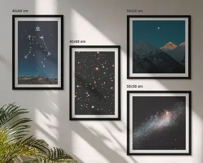 Dekorációs képkészlet nappaliba mérleg galaxis és űr motívummal éjszakai égbolt stílusban