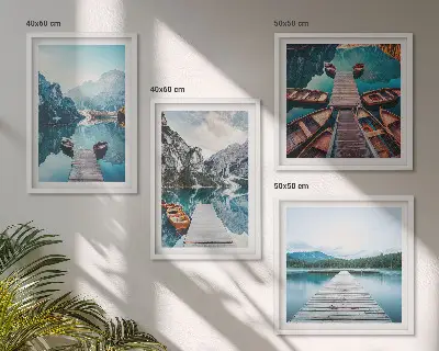 Keretezett poliptichon tavi mólók és csónakok mintával