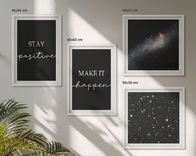 Keretezett poliptichon csillagos űr és motivációs szlogenek mintával