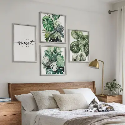 Édes otthon zöld növények keretezett poliptichon