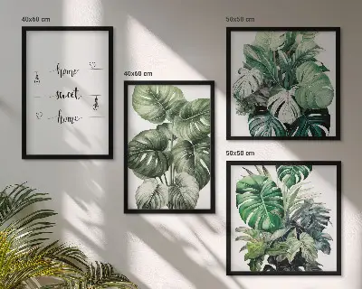 Akvarell Monstera levelek dekorációs kép készlet nappaliba