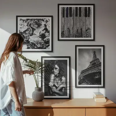 Portré egy nőről Eiffel-rózsával keretezett poliptichon