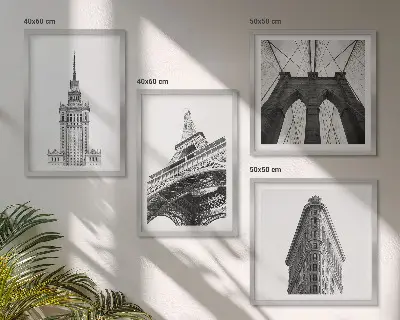 Építészeti fekete-fehér minimalista dekorációs kép készlet nappaliba szánt szett