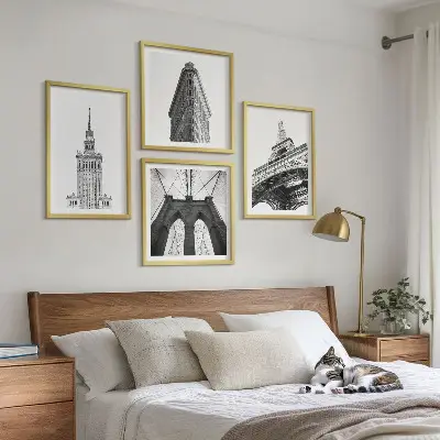 Építészeti fekete-fehér minimalista dekorációs kép készlet nappaliba szánt szett