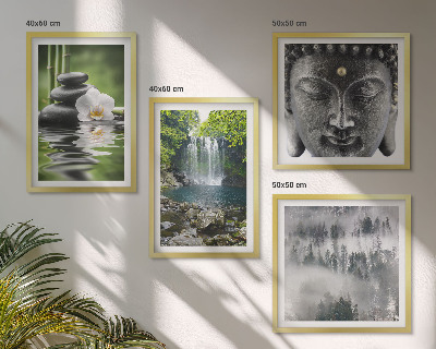 Keretezett poliptichon A természet harmóniája kövek víz Buddha