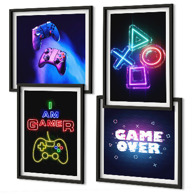 Keretezett poliptichon Gamepadek, játékos ikon feliratok