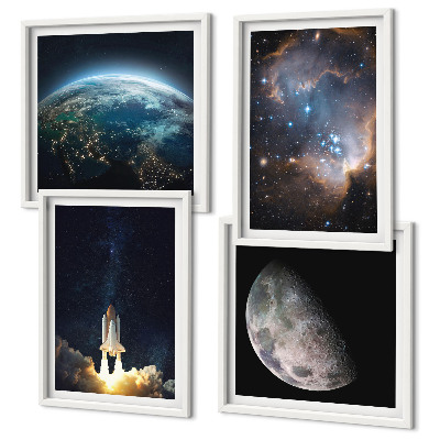 Dekorációs kép készlet nappaliba Űr Föld rakéta galaxis