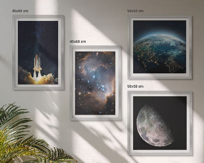 Dekorációs kép készlet nappaliba Űr Föld rakéta galaxis