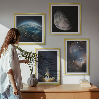 Dekorációs kép készlet nappaliba Űr Föld rakéta galaxis