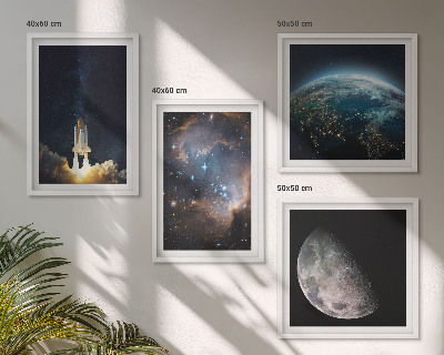 Dekorációs kép készlet nappaliba Űr Föld rakéta galaxis