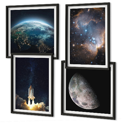 Dekorációs kép készlet nappaliba Űr Föld rakéta galaxis