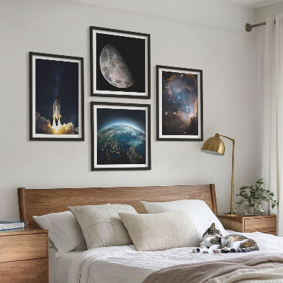 Dekorációs kép készlet nappaliba Űr Föld rakéta galaxis