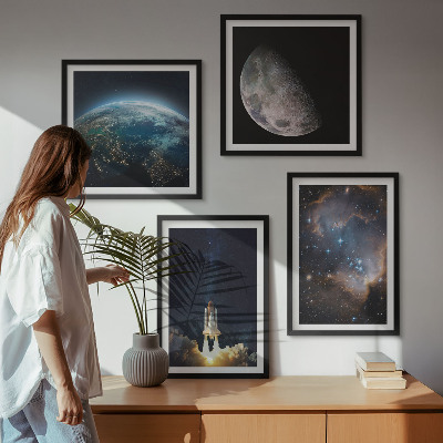 Dekorációs kép készlet nappaliba Űr Föld rakéta galaxis
